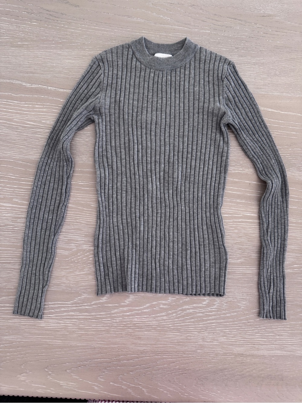 H&M Women's Ribbed Turtleneck Sweater - Light Gray